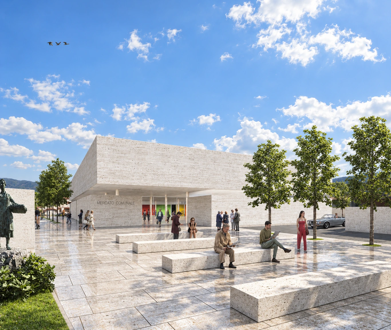 Mercato coperto di Forte dei Marmi — visualizzazione della piazza e del portico
